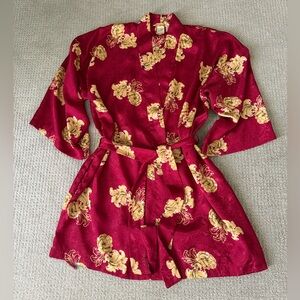 Victoria's Secret Vintage Burgundy and Gold Kimono Robe-Size L